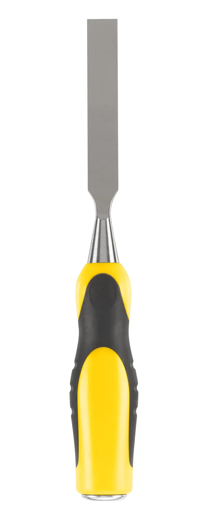 STANLEY 0-16-876 Stechbeitel mit gelb-schwarzem Softgriff, Vorderansicht auf weißem Hintergrund.