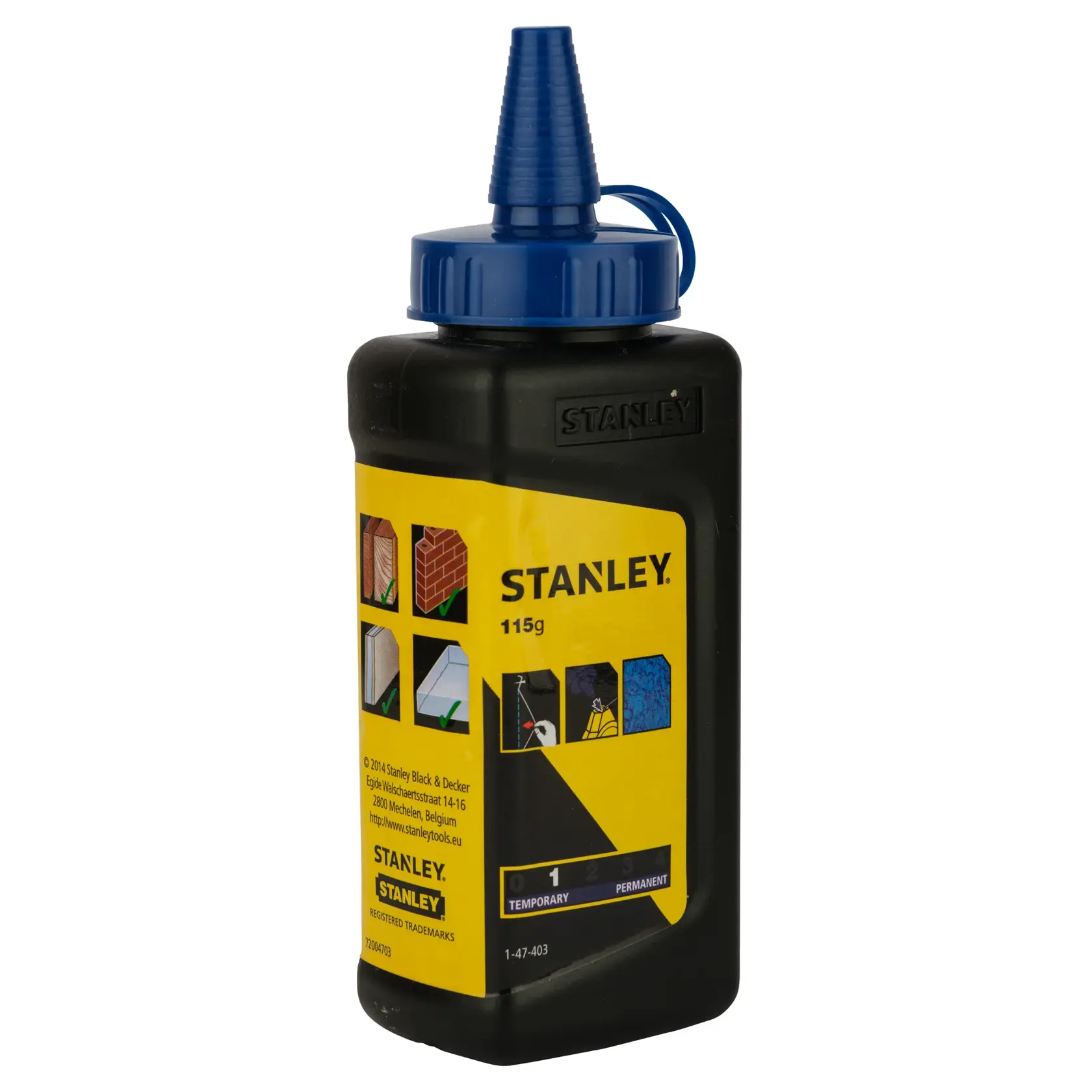 Stanley Kreideflasche mit blauem Aufsatz, 115g, für Markierungen auf Ziegel, Holz und mehr.