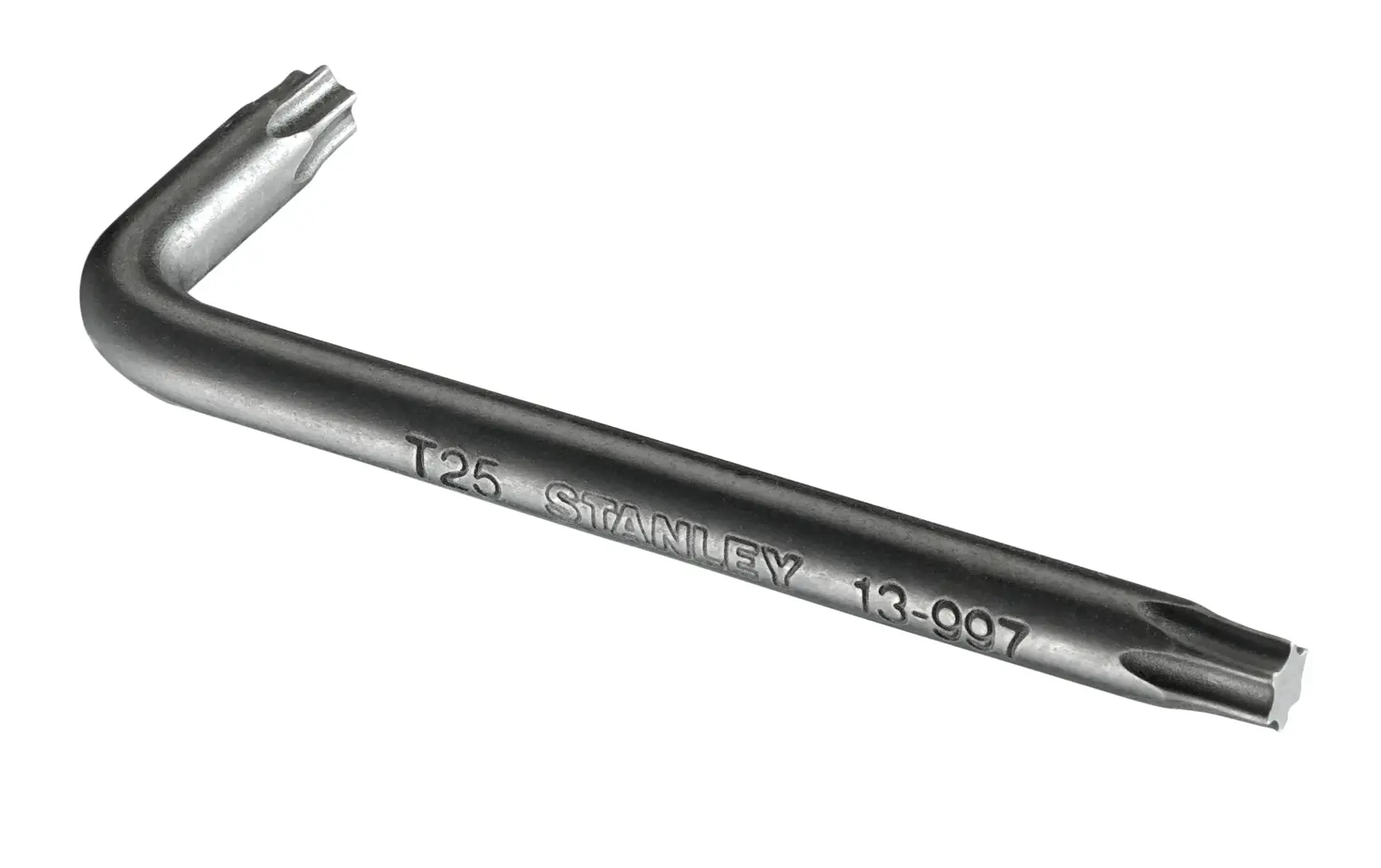 Stanley hex key set with yellow holder, multiple sizes, used for tightening or loosening hex screws.
