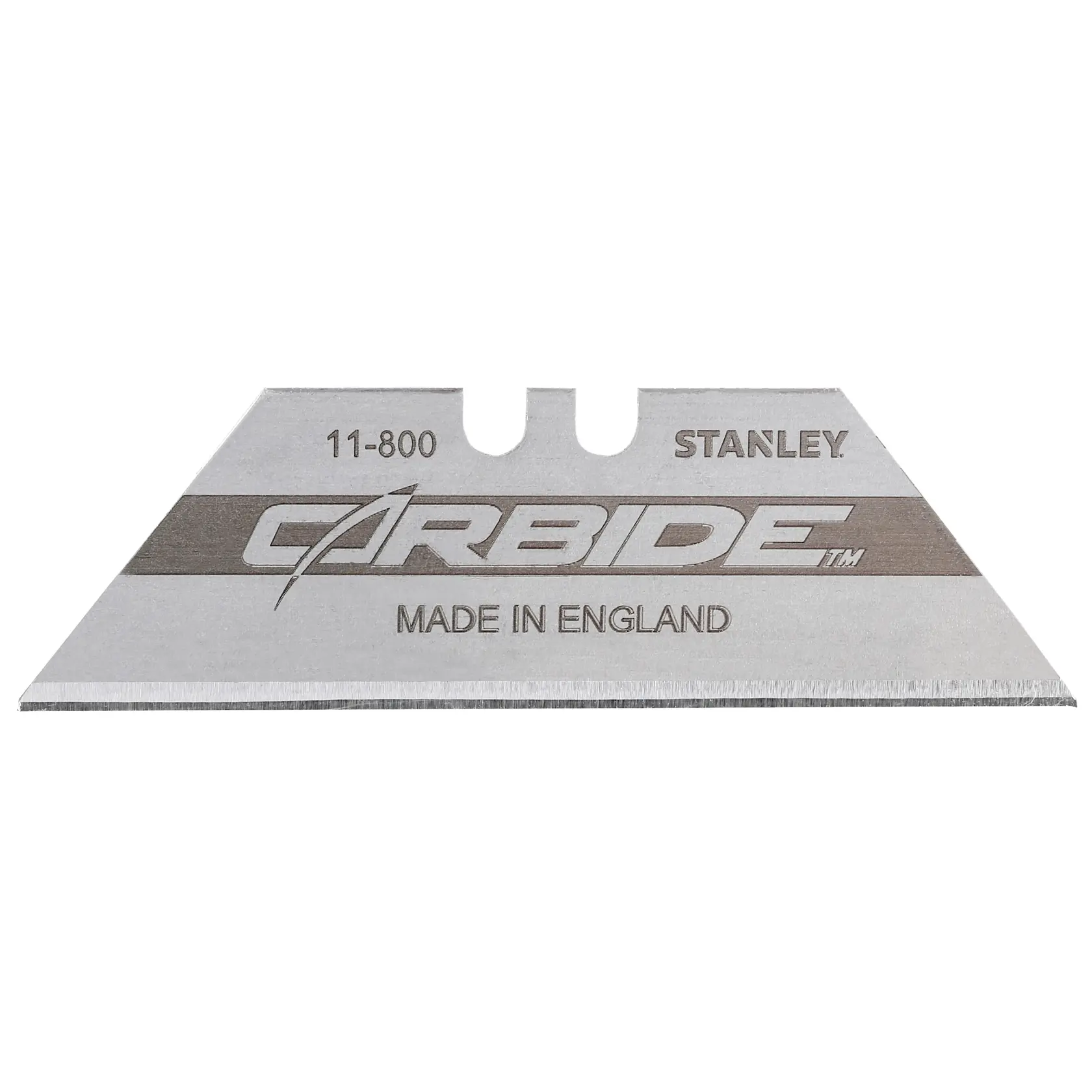 STANLEY 2-11-800 Universalmesserklinge, silber, gerade Schneide, Karbid, Vorderansicht auf weißem Hintergrund.