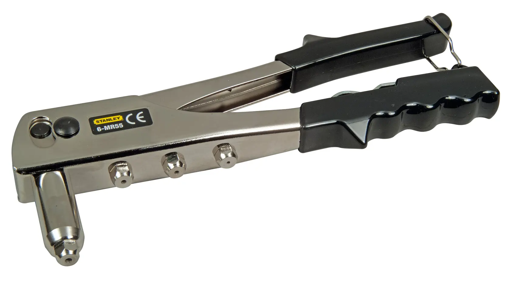 STANLEY 6-MR55 Handnietzange mit schwarzen ergonomischen Griffen, Seitenansicht auf weißem Hintergrund.