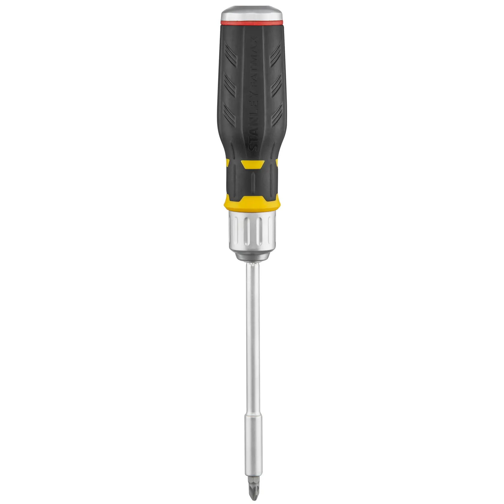 STANLEY screwdriver with black and yellow handle and a silver shaft, photographed on a white background.