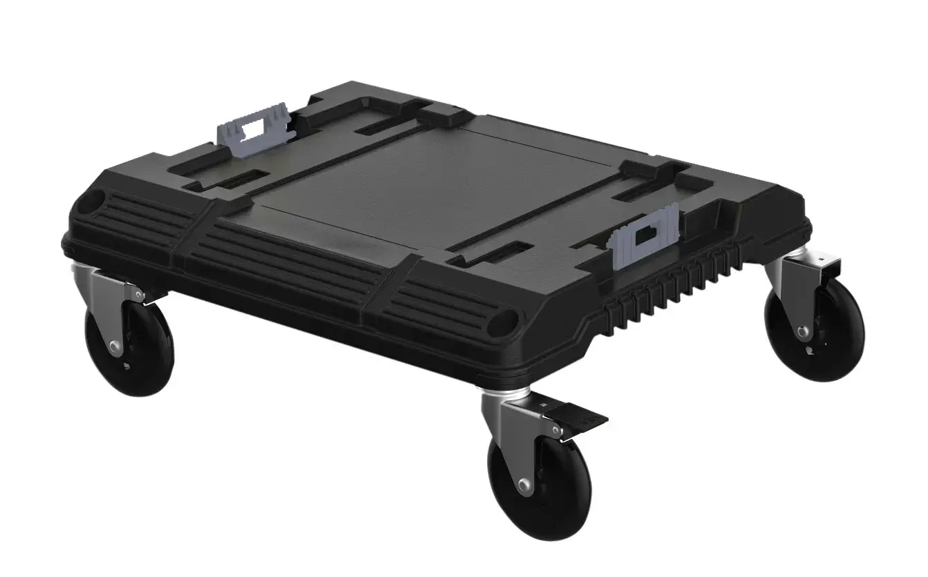 STANLEY FMST1-71972 black rolling tool storage dolly, angled view on white background.