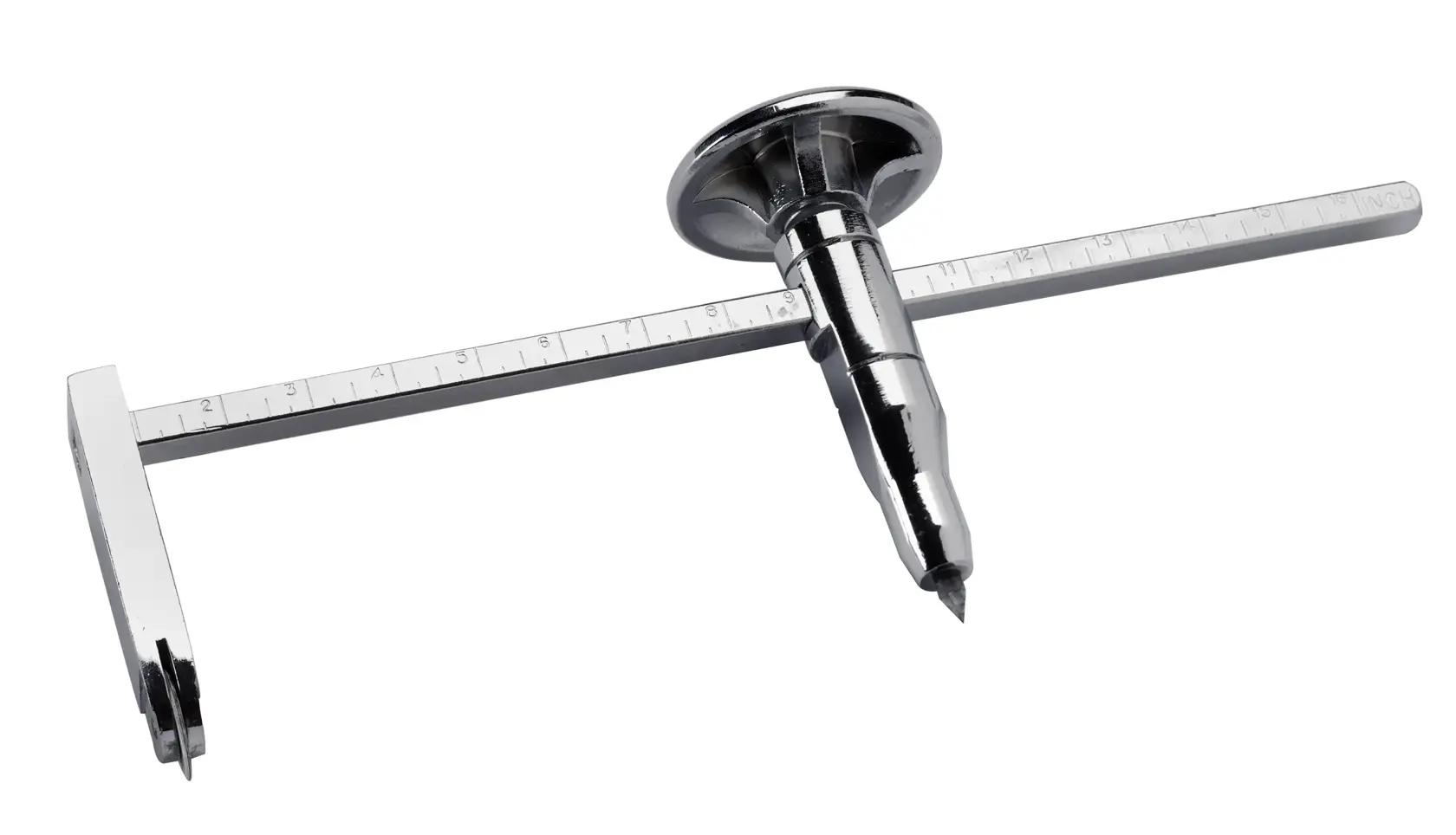 STANLEY STHT1-05878 Metall-Markierlehre, silber, Lineal und verstellbarer Kopf, Draufsicht.